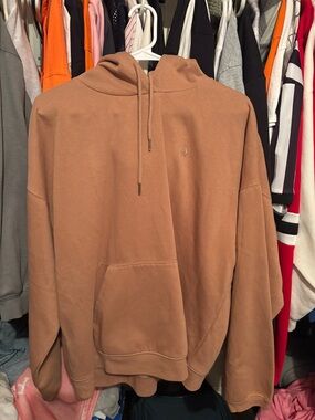 Volcom Tan Pullover Hoodie with Small Logo